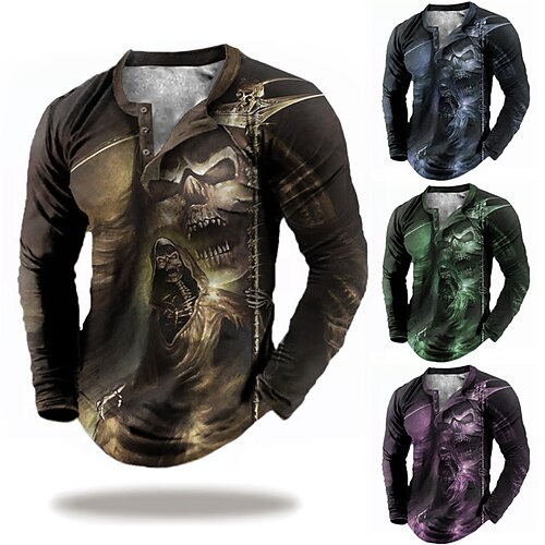 Men's Henley Shirt T shirt Tee Tee Graphic Skull Henley Green Blue Purple Brown 3D Print Outdoor Daily Long Sleeve Button-Down Print Clothing Apparel Basic Designer Casual Classic
Men's Henley Shirt T shirt Tee Tee Graphic Skull Henley Green Blue Purple Brown 3D Print Outdoor Daily Long Sleeve Button-Down Print Clothing Apparel Basic Designer Casual Classic