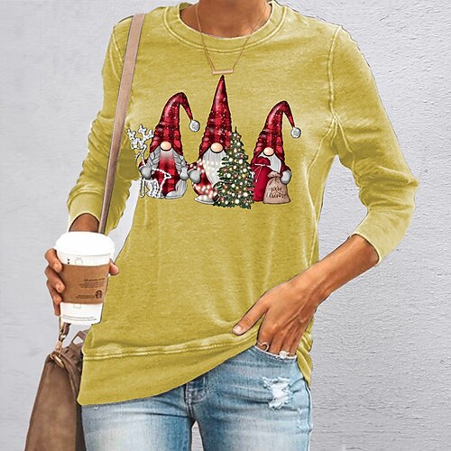 Women's T shirt Tee Blue Yellow Navy Blue Christmas Tree Reindeer Print Long Sleeve Christmas Weekend Basic Round Neck Regular Painting S
Women's T shirt Tee Blue Yellow Navy Blue Christmas Tree Reindeer Print Long Sleeve Christmas Weekend Basic Round Neck Regular Painting S