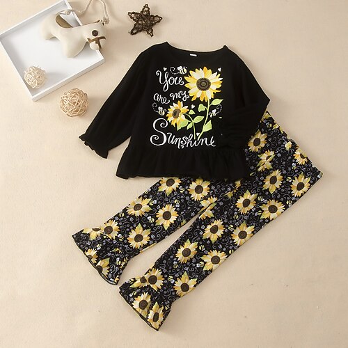2 Pieces Toddler Girls' Floral Shirt & Pants Set Long Sleeve Active Outdoor 3-7 Years Winter Black
2 Pieces Toddler Girls' Floral Shirt & Pants Set Long Sleeve Active Outdoor 3-7 Years Winter Black