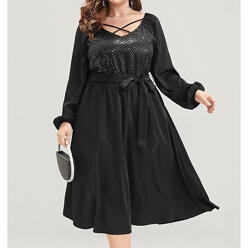 Women's Plus Size Casual Dress Pure Color U Neck Long Sleeve Winter Fall Fashion Modern Midi Dress Party Holiday Dress
Women's Plus Size Casual Dress Pure Color U Neck Long Sleeve Winter Fall Fashion Modern Midi Dress Party Holiday Dress