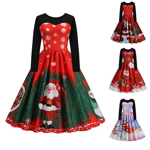Women's Christmas Swing Dress Vintage Dress Knee Length Dress Green Purple Wine Red Long Sleeve Santa Claus Tree Candy Print Fall Winter Crew Neck Vacation Vintage 2022 S M L XL XXL 3XL
Women's Christmas Swing Dress Vintage Dress Knee Length Dress Green Purple Wine Red Long Sleeve Santa Claus Tree Candy Print Fall Winter Crew Neck Vacation Vintage 2022 S M L XL XXL 3XL