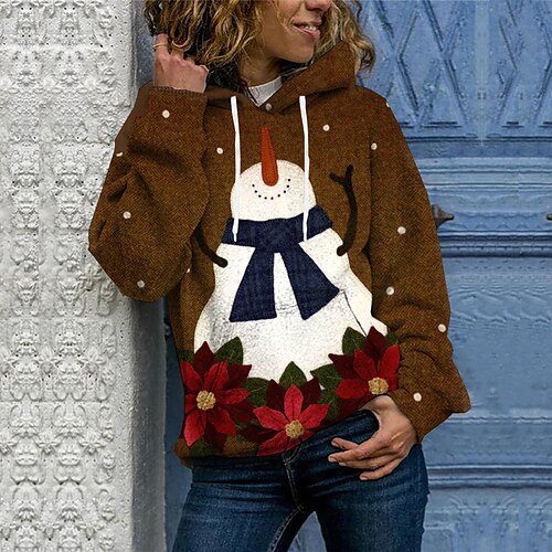 Women's Hoodie Sweatshirt Pullover Streetwear Front Pocket Brown Floral Snowman Christmas Hoodie Long Sleeve S M L XL 2XL
Women's Hoodie Sweatshirt Pullover Streetwear Front Pocket Brown Floral Snowman Christmas Hoodie Long Sleeve S M L XL 2XL
