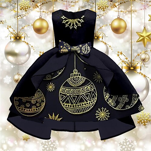Kids Girls' Christmas Dress Graphic Swing Dress Knee-length Dress Christmas Gifts Ruffle Crew Neck Sleeveless Elegant Dress 3-10 Years Winter Black
Kids Girls' Christmas Dress Graphic Swing Dress Knee-length Dress Christmas Gifts Ruffle Crew Neck Sleeveless Elegant Dress 3-10 Years Winter Black