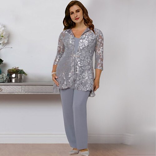 Todelt Jumpsuit / Pantsuit Plus Size Curve Mother of the Bride-kjoler Elegant Kjole Formell Gulvlengde Ermeløs Besmykket Blonder med Paljett Appliqué 2023
Todelt Jumpsuit / Pantsuit Plus Size Curve Mother of the Bride-kjoler Elegant Kjole Formell Gulvlengde Ermeløs Besmykket Blonder med Paljett Appliqué 2023