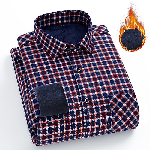 Men's Fleece Shirt Dress Shirt Plaid Turndown Blue-Green Blue Orange Red 3D Print Outdoor Work Long Sleeve Button-Down Clothing Apparel Fashion Business Comfortable / Winter / Winter / Fall
Men's Fleece Shirt Dress Shirt Plaid Turndown Blue-Green Blue Orange Red 3D Print Outdoor Work Long Sleeve Button-Down Clothing Apparel Fashion Business Comfortable / Winter / Winter / Fall