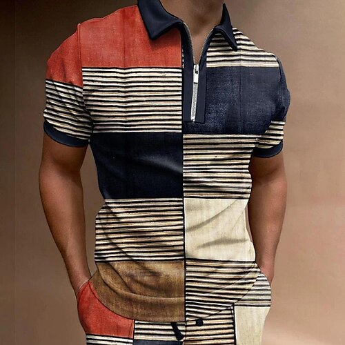 Men's Collar Polo Shirt Golf Shirt Striped Graphic Prints Turndown Khaki 3D Print Outdoor Street Short Sleeves Zipper Print Clothing Apparel Fashion Designer Casual Breathable
Men's Collar Polo Shirt Golf Shirt Striped Graphic Prints Turndown Khaki 3D Print Outdoor Street Short Sleeves Zipper Print Clothing Apparel Fashion Designer Casual Breathable
