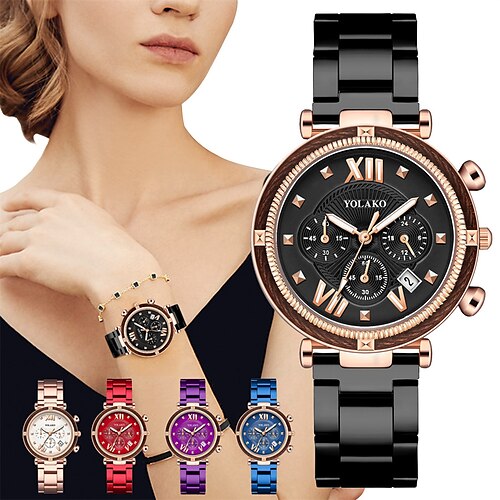 YOLAKO Brand Wrist Watch Quartz Watch Fashion Alloy Steel Belt Women's Watch Creative Fake Three Eye Roman Digital Women's Quartz Watch
YOLAKO Brand Wrist Watch Quartz Watch Fashion Alloy Steel Belt Women's Watch Creative Fake Three Eye Roman Digital Women's Quartz Watch