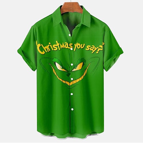 Men's Shirt Cartoon Graphic Prints Turndown Green Dark Green 3D Print Christmas Street Short Sleeves Button-Down Print Clothing Apparel Fashion Designer Casual Soft
Men's Shirt Cartoon Graphic Prints Turndown Green Dark Green 3D Print Christmas Street Short Sleeves Button-Down Print Clothing Apparel Fashion Designer Casual Soft