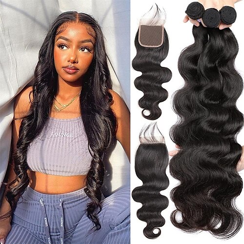 Bundles and Closure Body Wave Bundles with Closure (20 22 2418Free Part) 3 Bundles with Lace Closure 100% Brazilian Virigin Human Hair Weave Bundles with Closure Natural Color
Bundles and Closure Body Wave Bundles with Closure (20 22 2418Free Part) 3 Bundles with Lace Closure 100% Brazilian Virigin Human Hair Weave Bundles with Closure Natural Color