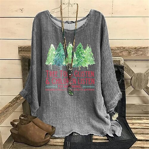 Women's Plus Size Christmas Tops Blouse Shirt Letter Christmas Tree Print Long Sleeve Casual Daily Going out Polyester Winter Fall Light Gray Gray
Women's Plus Size Christmas Tops Blouse Shirt Letter Christmas Tree Print Long Sleeve Casual Daily Going out Polyester Winter Fall Light Gray Gray