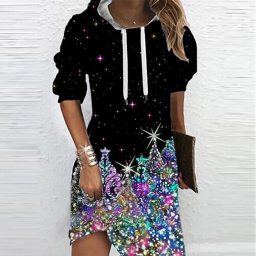 Women's Hoodie Dress Shift Dress Mini Dress Black Long Sleeve Christmas Tree Print Winter Fall Spring Hooded Fashion Daily Date 2022 S M L XL XXL 3XL
Women's Hoodie Dress Shift Dress Mini Dress Black Long Sleeve Christmas Tree Print Winter Fall Spring Hooded Fashion Daily Date 2022 S M L XL XXL 3XL