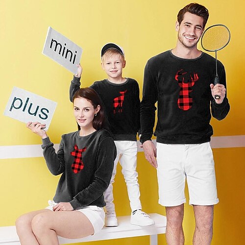 Family Christmas Sweatshirt Elk Casual Crewneck Black Long Sleeve Daily Matching Outfits
Family Christmas Sweatshirt Elk Casual Crewneck Black Long Sleeve Daily Matching Outfits