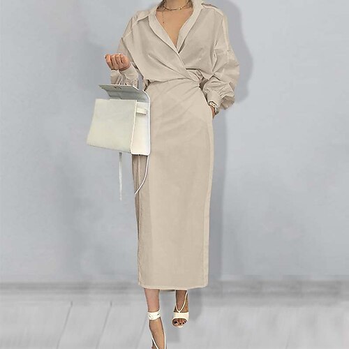 Women's Work Dress Shirt Dress Bodycon Long Dress Maxi Dress Black Army Green Khaki Long Sleeve Pure Color Pocket Winter Fall Autumn Shirt Collar Modern Office Daily 2022 S M L XL XXL 3XL
Women's Work Dress Shirt Dress Bodycon Long Dress Maxi Dress Black Army Green Khaki Long Sleeve Pure Color Pocket Winter Fall Autumn Shirt Collar Modern Office Daily 2022 S M L XL XXL 3XL
