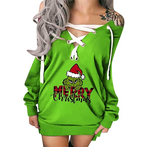 Women's Sweatshirt Dress Bodycon Sheath Dress Mini Dress Green Black Wine Long Sleeve Letter Print Winter Fall Autumn Off Shoulder Fashion Christmas Vacation 2022 S M L XL 2XL 3XL 4XL 5XL
Women's Sweatshirt Dress Bodycon Sheath Dress Mini Dress Green Black Wine Long Sleeve Letter Print Winter Fall Autumn Off Shoulder Fashion Christmas Vacation 2022 S M L XL 2XL 3XL 4XL 5XL