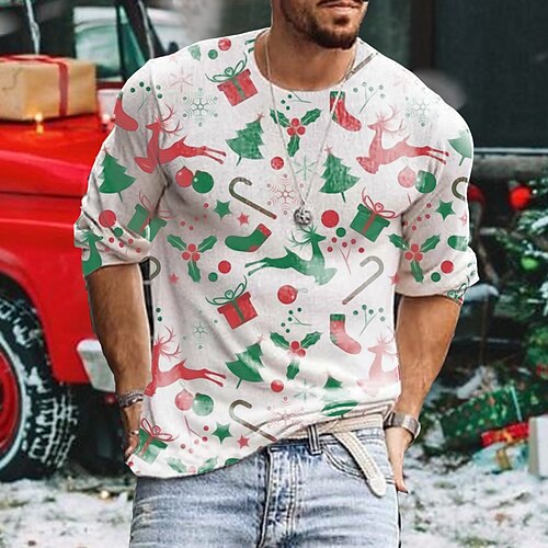 Men's T shirt Tee Christmas Tree Graphic Prints Crew Neck Blue White 3D Print Christmas Daily Long Sleeve Print Clothing Apparel Basic Streetwear Designer Casual
Men's T shirt Tee Christmas Tree Graphic Prints Crew Neck Blue White 3D Print Christmas Daily Long Sleeve Print Clothing Apparel Basic Streetwear Designer Casual