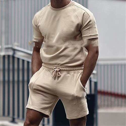 Men's T-shirt Suits Tracksuit Tennis Shirt Shorts and T Shirt Set Solid Colored Crew Neck Black Army Green Khaki Light gray Red Outdoor Street Short Sleeve Drawstring 2 Piece Clothing Apparel Sports
Men's T-shirt Suits Tracksuit Tennis Shirt Shorts and T Shirt Set Solid Colored Crew Neck Black Army Green Khaki Light gray Red Outdoor Street Short Sleeve Drawstring 2 Piece Clothing Apparel Sports