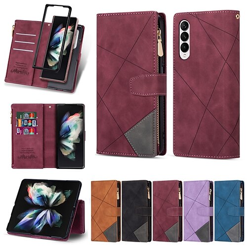 telefon Etui Til Samsung Galaxy Tegnebogskortetui Z Fold 3 Z Fold 4 Vend Lynlås med håndledsstrop Ensfarvet Geometrisk mønster PU Læder
telefon Etui Til Samsung Galaxy Tegnebogskortetui Z Fold 3 Z Fold 4 Vend Lynlås med håndledsstrop Ensfarvet Geometrisk mønster PU Læder
