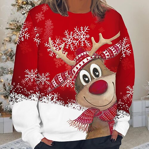 Women's Plus Size Christmas Tops Pullover Sweatshirt Graphic Deer Long Sleeve Fashion Casual Festival Party Polyester Winter Fall Silver Gold
Women's Plus Size Christmas Tops Pullover Sweatshirt Graphic Deer Long Sleeve Fashion Casual Festival Party Polyester Winter Fall Silver Gold