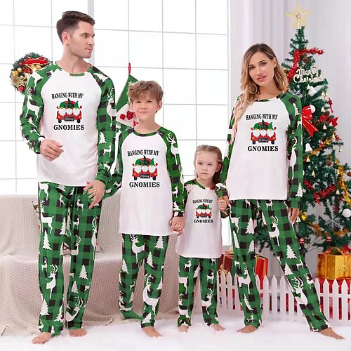 Christmas Pajamas Family Plaid Letter Christmas Tree Home Green Long Sleeve Basic Matching Outfits
Christmas Pajamas Family Plaid Letter Christmas Tree Home Green Long Sleeve Basic Matching Outfits