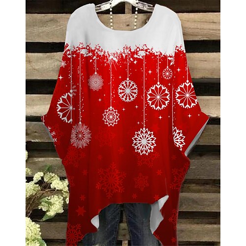 Women's Plus Size Christmas Tops T shirt Tee Snowflake Print Half Sleeve Crew Neck Casual Festival Daily Cotton Spandex Jersey Winter Fall Wine
Women's Plus Size Christmas Tops T shirt Tee Snowflake Print Half Sleeve Crew Neck Casual Festival Daily Cotton Spandex Jersey Winter Fall Wine