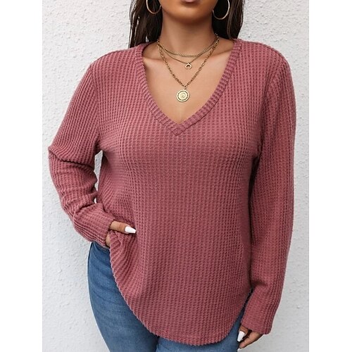 Women's Plus Size Tops Blouse Plain Long Sleeve V Neck Fashion Modern Daily Vacation Polyester Winter Fall Pink
Women's Plus Size Tops Blouse Plain Long Sleeve V Neck Fashion Modern Daily Vacation Polyester Winter Fall Pink