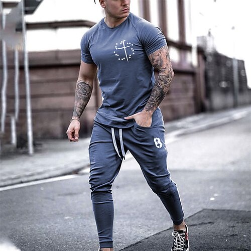 Men's T-shirt Suits Shorts and T Shirt Set Graphic Prints Cross Crew Neck Blue Army Green Gray Hot Stamping Street Daily Short Sleeve Print Clothing Apparel 2pcs Fashion Designer Casual Comfortable
Men's T-shirt Suits Shorts and T Shirt Set Graphic Prints Cross Crew Neck Blue Army Green Gray Hot Stamping Street Daily Short Sleeve Print Clothing Apparel 2pcs Fashion Designer Casual Comfortable