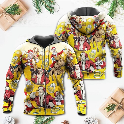 Men's Full Zip Hoodie Jacket Yellow Hooded Santa Claus Graphic Prints Ugly Christmas Zipper Print Sports Outdoor Daily Sports 3D Print Streetwear Designer Casual Spring Fall Clothing Apparel
Men's Full Zip Hoodie Jacket Yellow Hooded Santa Claus Graphic Prints Ugly Christmas Zipper Print Sports Outdoor Daily Sports 3D Print Streetwear Designer Casual Spring Fall Clothing Apparel