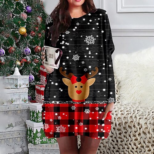 Women's Plus Size Christmas Dress Casual Dress Plaid Long Sleeve Winter Fall Casual Mini Dress Holiday Dress
Women's Plus Size Christmas Dress Casual Dress Plaid Long Sleeve Winter Fall Casual Mini Dress Holiday Dress