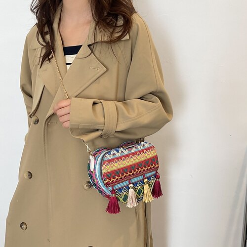Women's Straw Bag Crossbody Bag Nylon Tassel Zipper Vintage Daily Going out Purple Orange Red
Women's Straw Bag Crossbody Bag Nylon Tassel Zipper Vintage Daily Going out Purple Orange Red