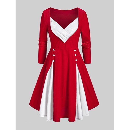 Women's Casual Dress Swing Dress Vintage Dress Midi Dress Red Long Sleeve Color Block Patchwork Winter Fall Spring V Neck Modern Christmas Vacation 2022 S M L XL XXL 3XL
Women's Casual Dress Swing Dress Vintage Dress Midi Dress Red Long Sleeve Color Block Patchwork Winter Fall Spring V Neck Modern Christmas Vacation 2022 S M L XL XXL 3XL