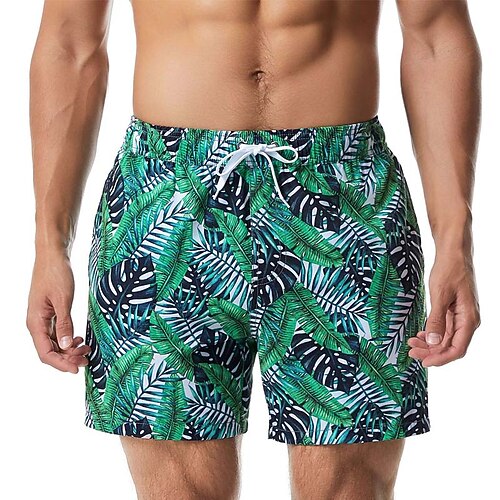 Men's Swim Shorts Swim Trunks Board Shorts Drawstring Elastic Waist Leaf Print Comfort Breathable Casual Daily Beach Fashion Streetwear Green Black Micro-elastic
Men's Swim Shorts Swim Trunks Board Shorts Drawstring Elastic Waist Leaf Print Comfort Breathable Casual Daily Beach Fashion Streetwear Green Black Micro-elastic