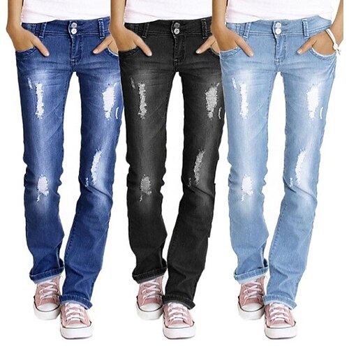 Women's Jeans Straight Light Blue Black Dark Blue Streetwear Casual Going out Casual Daily Pocket Full Length Outdoor Solid Colored S M L XL 2XL
Women's Jeans Straight Light Blue Black Dark Blue Streetwear Casual Going out Casual Daily Pocket Full Length Outdoor Solid Colored S M L XL 2XL