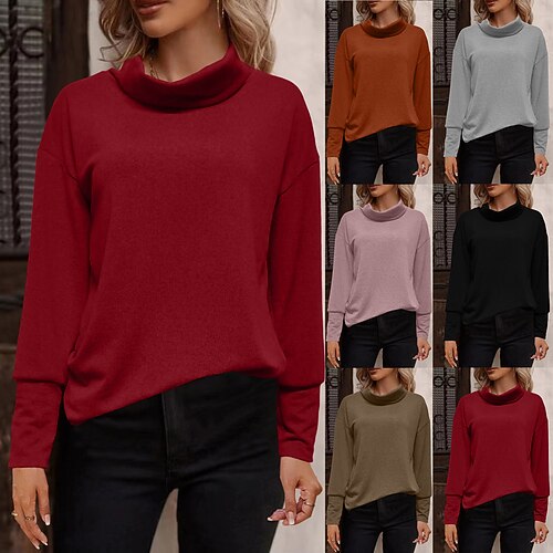 Women's T shirt Tee Black Pink Wine Plain Long Sleeve Daily Weekend Basic Pile Neck Regular S
Women's T shirt Tee Black Pink Wine Plain Long Sleeve Daily Weekend Basic Pile Neck Regular S