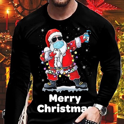 Men's T shirt Tee Santa Claus Graphic Prints Crew Neck Black 3D Print Outdoor Christmas Long Sleeve Print Clothing Apparel Basic Sports Designer Casual
Men's T shirt Tee Santa Claus Graphic Prints Crew Neck Black 3D Print Outdoor Christmas Long Sleeve Print Clothing Apparel Basic Sports Designer Casual