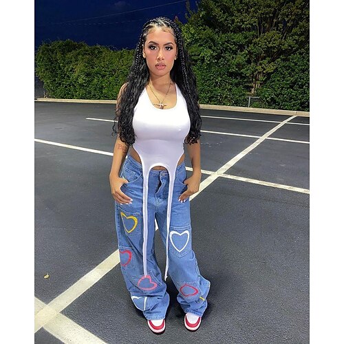 Women's Jeans Bell Bottom Cotton Blue High Waist Streetwear Casual Going out Casual Daily Full Length Outdoor Heart S M L XL 2XL
Women's Jeans Bell Bottom Cotton Blue High Waist Streetwear Casual Going out Casual Daily Full Length Outdoor Heart S M L XL 2XL