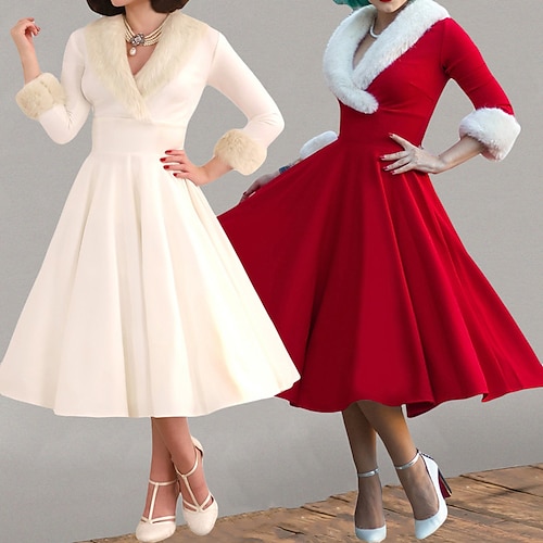 

Retro-Vintage-Cocktailkleid aus den 1950er-Jahren, Vintage-Kleid, ausgestelltes Kleid, Weihnachtsparty-Kleid, Audrey Hepburn, Damen-Cosplay-Kostüm, A-Linie, Neujahrs-Event-Partykleidung,