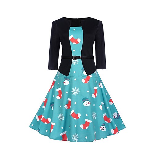 Women's Party Dress Swing Dress Vintage Dress Midi Dress Light Blue 3/4 Length Sleeve Graphic Fake two piece Winter Fall Autumn Square Neck Fashion Christmas Vacation 2022 S M L XL XXL
Women's Party Dress Swing Dress Vintage Dress Midi Dress Light Blue 3/4 Length Sleeve Graphic Fake two piece Winter Fall Autumn Square Neck Fashion Christmas Vacation 2022 S M L XL XXL