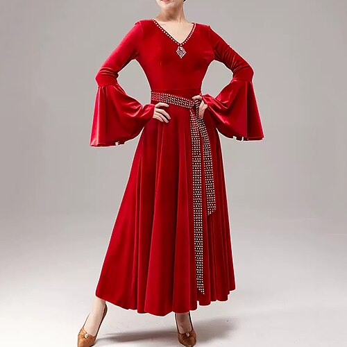 Ballroom Dance Dress Crystals / Rhinestones Women's Performance Training Long Sleeve Velvet
Ballroom Dance Dress Crystals / Rhinestones Women's Performance Training Long Sleeve Velvet