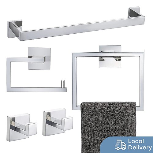 5-Piece Bathroom Hardware Accessories Set Chrome 23.6 inch Towel Bar Towel Rack Sets Modern Towel Ring Kit Stainless Steel Wall Mounted
5-Piece Bathroom Hardware Accessories Set Chrome 23.6 inch Towel Bar Towel Rack Sets Modern Towel Ring Kit Stainless Steel Wall Mounted