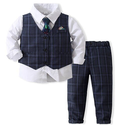 3 Pieces Toddler Boys Shirt & Pants Clothing Set Outfit Plaid Long Sleeve Cotton Set Outdoor Fashion Daily Winter Fall 3-7 Years Light Blue White
3 Pieces Toddler Boys Shirt & Pants Clothing Set Outfit Plaid Long Sleeve Cotton Set Outdoor Fashion Daily Winter Fall 3-7 Years Light Blue White