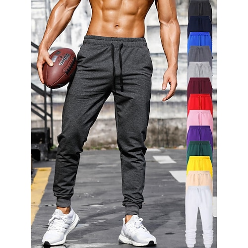 

Men's Joggers Sweatpants Pocket Drawstring Bottoms Casual Athleisure Cotton Breathable Soft Sweat wicking Fitness Gym Workout Running Sportswear Activewear Solid Colored Black White Yellow
