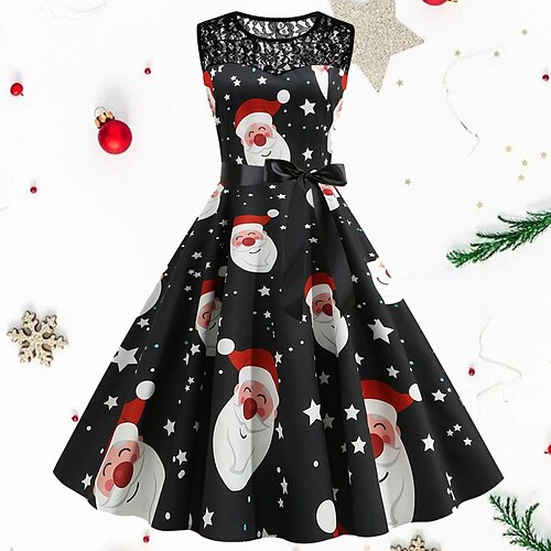 Women's Christmas Party Dress Lace Dress Midi Dress Black Sleeveless Santa Claus Print hat Lace Ruched Bow Winter Fall Crew Neck Vintage Party 2022 S M L XL 2XL
Women's Christmas Party Dress Lace Dress Midi Dress Black Sleeveless Santa Claus Print hat Lace Ruched Bow Winter Fall Crew Neck Vintage Party 2022 S M L XL 2XL