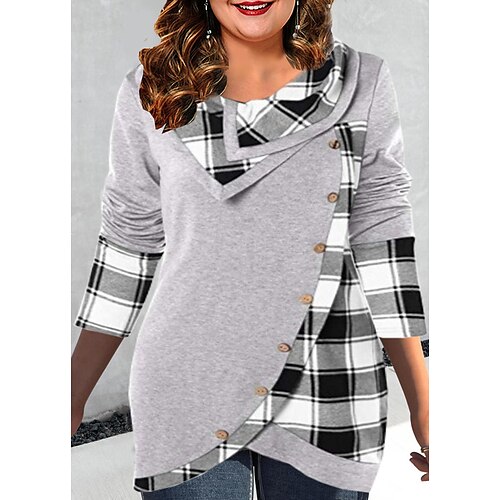 Women's Plus Size Tops Blouse Plaid Button Print Long Sleeve Crew Neck Casual Modern Daily Vacation Polyester Winter Fall Green Dark Red
Women's Plus Size Tops Blouse Plaid Button Print Long Sleeve Crew Neck Casual Modern Daily Vacation Polyester Winter Fall Green Dark Red