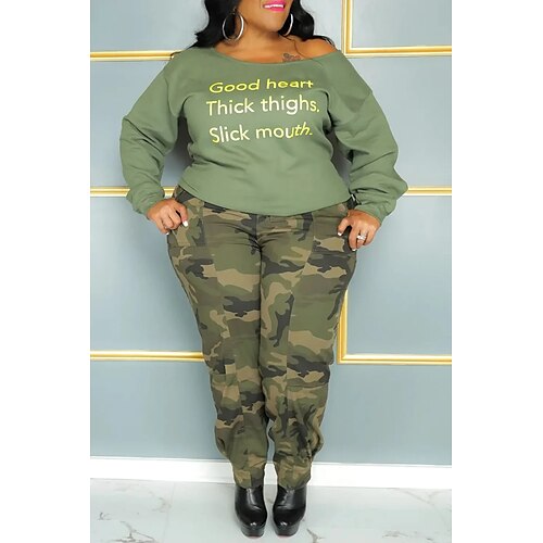 Women's Plus Size Tops Set Letter Print Long Sleeve Round Neck Casual Holiday Daily Vacation Polyester Winter Fall Green
Women's Plus Size Tops Set Letter Print Long Sleeve Round Neck Casual Holiday Daily Vacation Polyester Winter Fall Green
