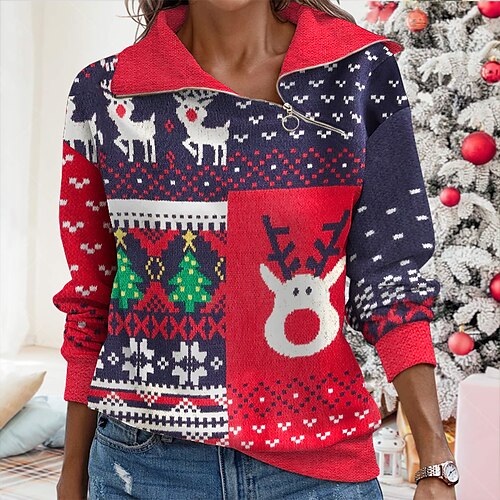 Women's Sweatshirt Pullover Basic Zipper Red Christmas Tree Snowflake Reindeer Christmas V Neck Long Sleeve S M L XL 2XL 3XL
Women's Sweatshirt Pullover Basic Zipper Red Christmas Tree Snowflake Reindeer Christmas V Neck Long Sleeve S M L XL 2XL 3XL