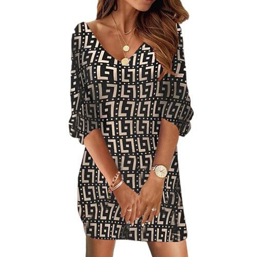 Women's Sheath Dress Mini Dress Black Long Sleeve Geometric Print Winter Fall Autumn V Neck Weekend Loose Fit 2022 S M L XL XXL
Women's Sheath Dress Mini Dress Black Long Sleeve Geometric Print Winter Fall Autumn V Neck Weekend Loose Fit 2022 S M L XL XXL