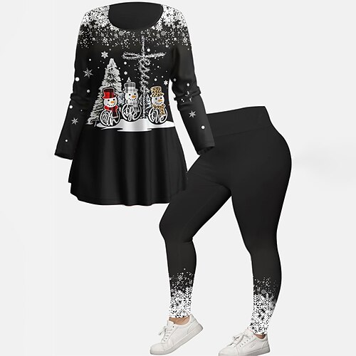 Women's Plus Size Tops Christmas Set Graphic Cartoon Print Long Sleeve Crew Neck Modern Festival Vacation Polyester Winter Fall Green Black
Women's Plus Size Tops Christmas Set Graphic Cartoon Print Long Sleeve Crew Neck Modern Festival Vacation Polyester Winter Fall Green Black