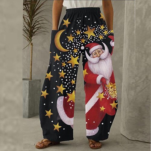 Women's Pants Trousers Black Casual / Sporty Athleisure Christmas Weekend Side Pockets Wide Leg Micro-elastic Full Length Comfort Star S M L XL 2XL
Women's Pants Trousers Black Casual / Sporty Athleisure Christmas Weekend Side Pockets Wide Leg Micro-elastic Full Length Comfort Star S M L XL 2XL