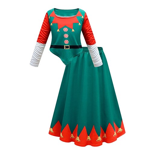2 Pieces Kids Girls' Christmas Color Block Skirt & Shirt Set Long Sleeve Active Outdoor 7-13 Years Winter Green
2 Pieces Kids Girls' Christmas Color Block Skirt & Shirt Set Long Sleeve Active Outdoor 7-13 Years Winter Green