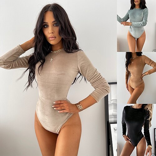 Women's Bodysuit Black Blue Camel Plain Long Sleeve Casual Daily Basic Round Neck Velvet S
Women's Bodysuit Black Blue Camel Plain Long Sleeve Casual Daily Basic Round Neck Velvet S